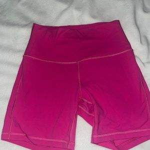 Sonic pink lululemon biker shorts